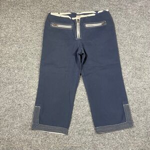 BCBG Max Azria Vintage Peddle Pusher Pants Sz 2 Blue Cropped Contrast Stitch
